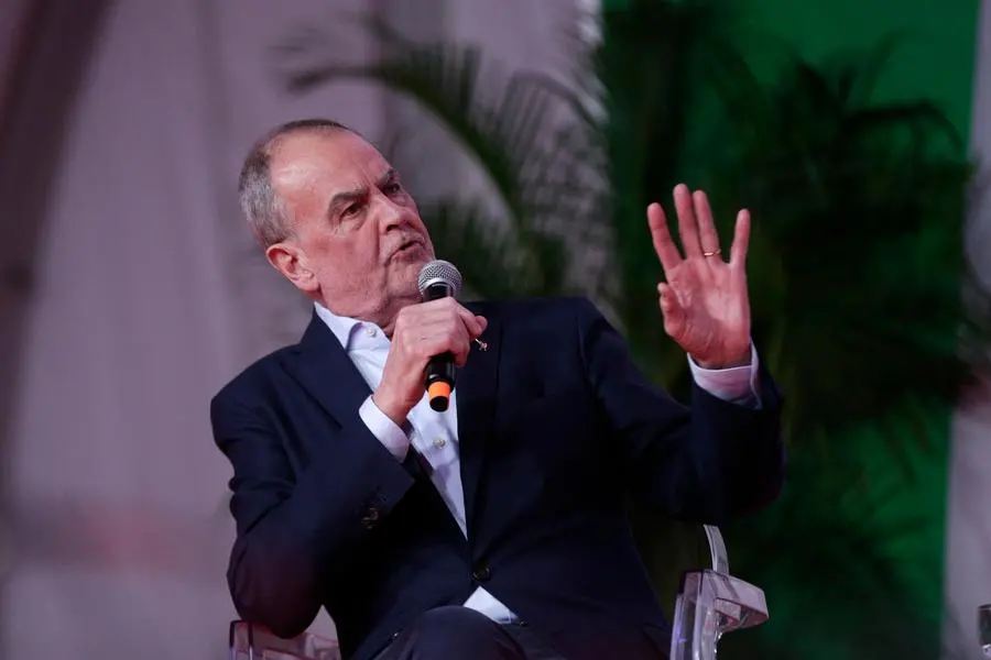 Foto Cecilia Fabiano/LaPresse 16-12-2022 Roma, Italia - Politica - Festa per i 10 anni di Fdi - Nella Foto : Roberto Calderoli December 16, 2022 Rome, Italy -Politics - 10 years of Fratelli d’Italia party - In the photo: Maria Elisabetta Roberto Calderoli