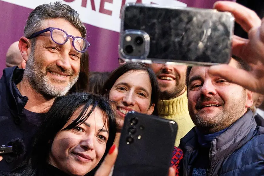 Foto Roberto Monaldo / LaPresse 26-02-2023 Roma Politica Primarie del Partito Democratico - Comitato Schlein Nella foto Elly Schlein dopo la vittoria 26-02-2023 Rome (Italy) Politics Primary elections of the Democratic Party - Schlein electoral committee In the pic Elly Schlein