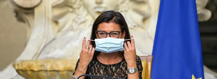 09/09/2020 Roma, conferenza stampa sulla scuola. Nella foto il ministro delle Infrastrutture e dei Trasporti Paola De Micheli