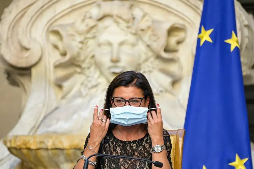 09/09/2020 Roma, conferenza stampa sulla scuola. Nella foto il ministro delle Infrastrutture e dei Trasporti Paola De Micheli