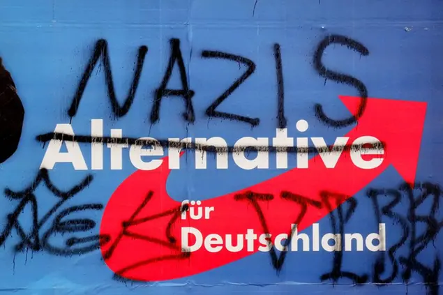 With the word \\\"Nazi\\\" oversprayed election poster of the german right - wing party AfD (Alternative für Deutschland) in Waldkirch (Germany), on Februaray, 09, 2016. Photo by: Rolf Haid/picture-alliance/dpa/AP Images