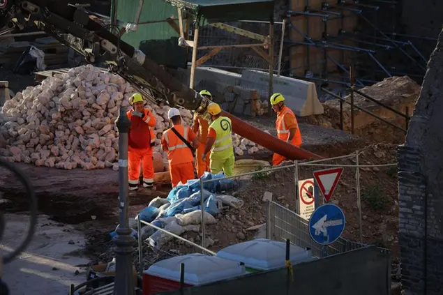 Il sopralluogo alla Torre dei Conti, Roma