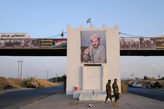 Una foto del presidente del Pdk, Masoud Barzani, nel Kurdistan iracheno (foto EPA)