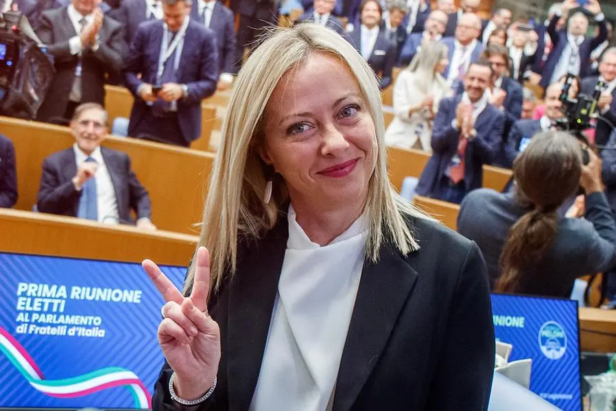 Foto Roberto Monaldo / LaPresse 10-10-2022 Roma (Italia) Politica Assemblea dei parlamentari eletti di Fratelli d’Italia Nella foto Giorgia Meloni 10-10-2022 Rome (Italy) Politics Assembly of elected parliamentarians of the Brothers of Italy party In the pic Giorgia Meloni