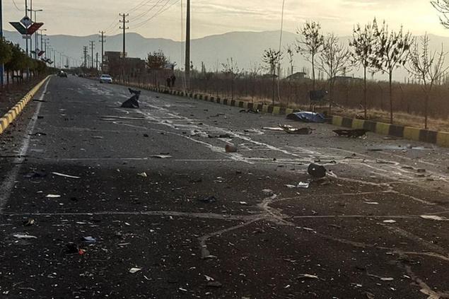 This photo released by the semi-official Fars News Agency shows the scene where Mohsen Fakhrizadeh was killed in Absard, a small city just east of the capital, Tehran, Iran, Friday, Nov. 27, 2020. Fakhrizadeh, an Iranian scientist that Israel alleged led the Islamic Republic\\\\'s military nuclear program until its disbanding in the early 2000s was \\u201Cassassinated\\u201D Friday, state television said. (Fars News Agency via AP)
