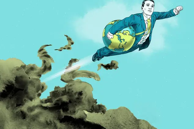 Businessman superhero saving the planet (Ikon Images via AP Images)