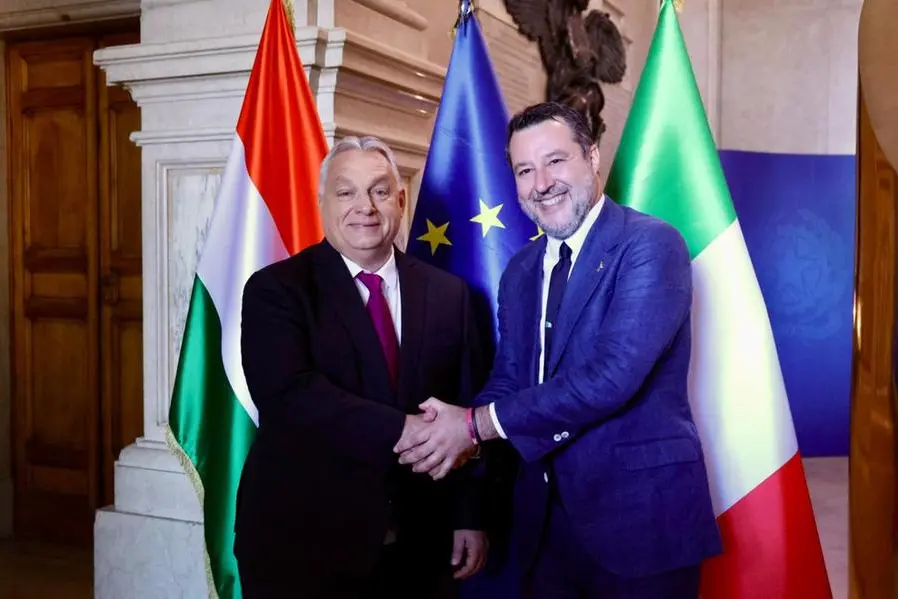 (I leader di Fidesz e Lega, premier ungherese e vicepremier italiano, insieme a Roma. Foto staff Patriots)