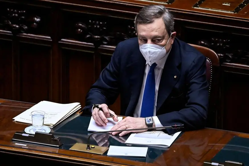 Mario Draghi al Senato (Foto Riccardo Antimiani/LaPresse/POOL Ansa)
