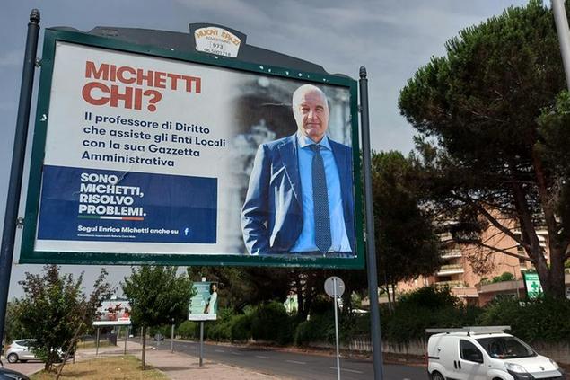 14/07/2021, Roma. Manifesto elettorale di Enrico Michetti, candidato sindaco del centrodestra