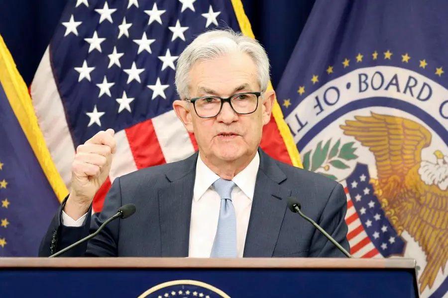U.S. Federal Reserve Chairman Jerome Powell holds a press conference on Dec. 14, 2022, in Washington following the Fed's policy-setting meeting. The central bank decided to raise its benchmark interest rate by 0.5 percentage point, a smaller increase than the previous four hikes, but signaled more are to come as it continues to battle high inflation. (Kyodo via AP Images) ==Kyodo