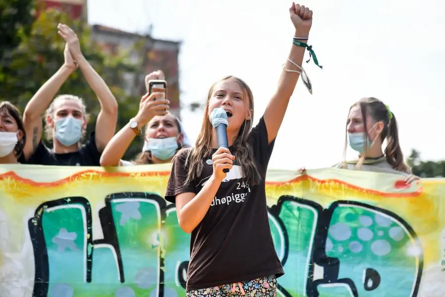 Foto Claudio Furlan/LaPresse 01-10-2021 Milano - Italia Cronaca Milano, manifestazione Friday for Future Nella foto: Greta Thunberg Photo Claudio Furlan/LaPresse 01-10-2021 Milan - ItalyNews Milan, demonstration Friday for Future In the picture: Greta Thunberg
