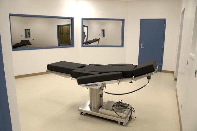 FILE - This Nov. 10, 2016 file photo released by the Nevada Department of Corrections shows the newly completed execution chamber at Ely State Prison in Ely, Nev. Nevada hasn't carried out an execution since 2006, and two state lawmakers have proposed abolishing capital punishment altogether. A Nevada death-row inmate who is fighting an early June execution date that would make him the first person put to death in Nevada since 2006 has filed court documents calling for the state to consider firing squad as an option. Attorneys for convicted mass-murderer Zane Floyd say he does not want to die, but they have to offer an alternative if they're challenging Nevada's a plan for lethal injection. (Nevada Department of Corrections via AP, file)