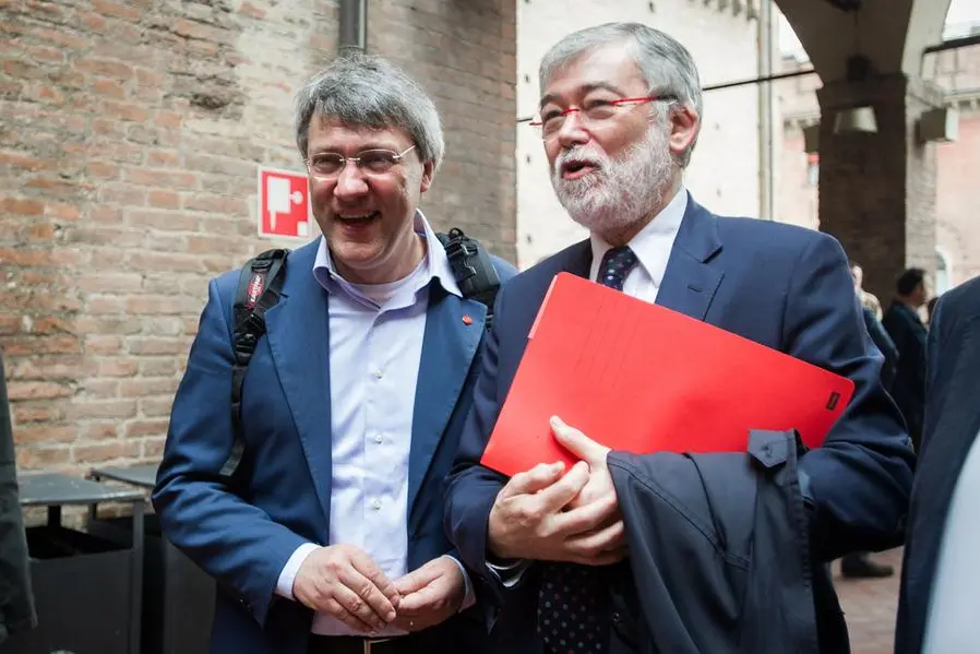 30/04/2013 Bologna, Convegno promosso dalla Fiom - Cgil su Lavoro e Welfare per essere cittadini europei, nella foto Bruno Papignani, Maurizio Landini e Sergio Cofferati
