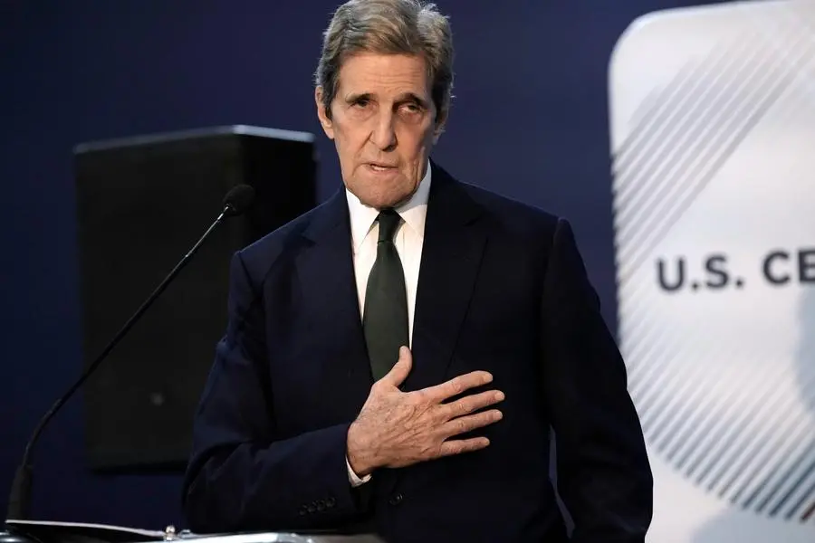 U.S. Special Presidential Envoy for Climate John Kerry speaks at the opening of the U.S. Pavilion at the COP27 U.N. Climate Summit, Tuesday, Nov. 8, 2022, in Sharm el-Sheikh, Egypt. (AP Photo/Nariman El-Mofty) Associated Press/LaPresse Only Italy