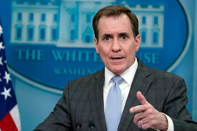National Security Council spokesman John Kirby speaks during the daily briefing at the White House in Washington, Friday, Feb. 10, 2023. (AP Photo/Susan Walsh)