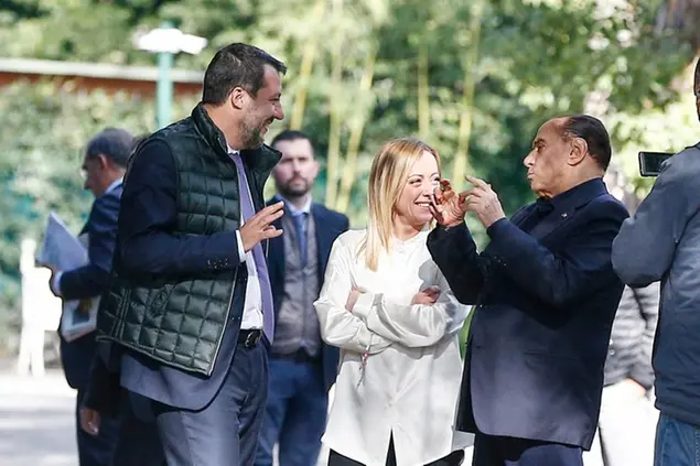 Incontro dei leader di centro destra presso la villa sull’Appia dove risiede Silvio Berlusconi (Foto Cecilia Fabiano/ LaPresse)