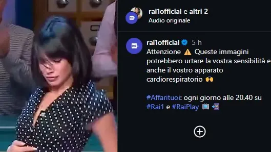 «Può urtare il vostro apparato cardiorespiratorio»: la Rai rimuove il post social sulla ballerina di Affari tuoi