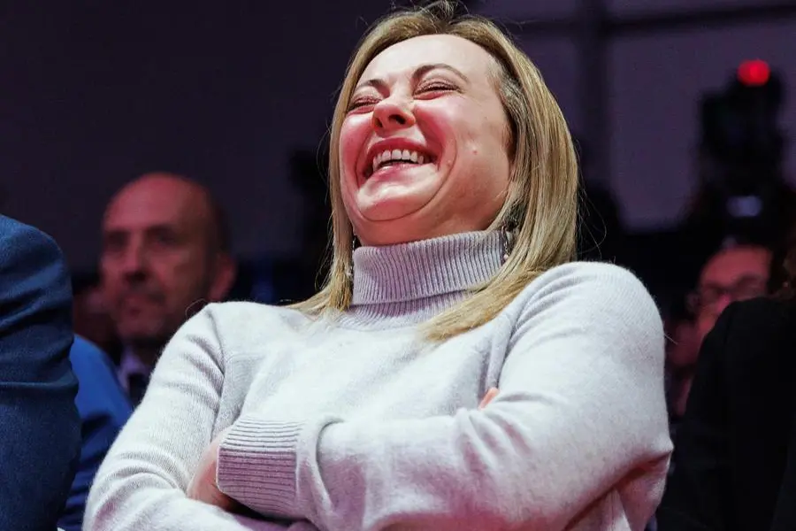 Foto Roberto Monaldo / LaPresse 17-12-2022 Roma Politica Giorgia Meloni conclude la manifestazione per il decennale di Fratelli d’Italia Nella foto Giorgia Meloni 17-12-2022 Rome (Italy) Politics Tenth anniversary of Fratelli d'Italia party In the pic Giorgia Meloni