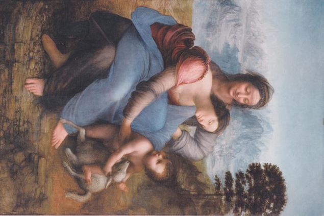 Leonardo Da Vinci, Sant'Anna con la Vergine e il Bambino, ruotato di 90 gradi (Illustrazione Wikipedia)