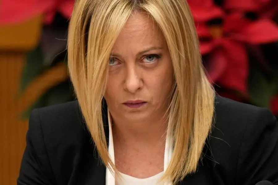 Italian Premier Giorgia Meloni smiles attends her year-end press conference in Rome, Thursday, Dec. 29, 2022. (AP Photo/Alessandra Tarantino) Associated Press/LaPresse EDITORIAL USE ONLY/ONLY ITALY AND SPAIN