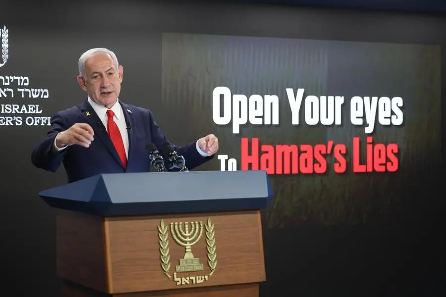 Il premier israeliano Benjamin Netanyahu in conferenza stampa