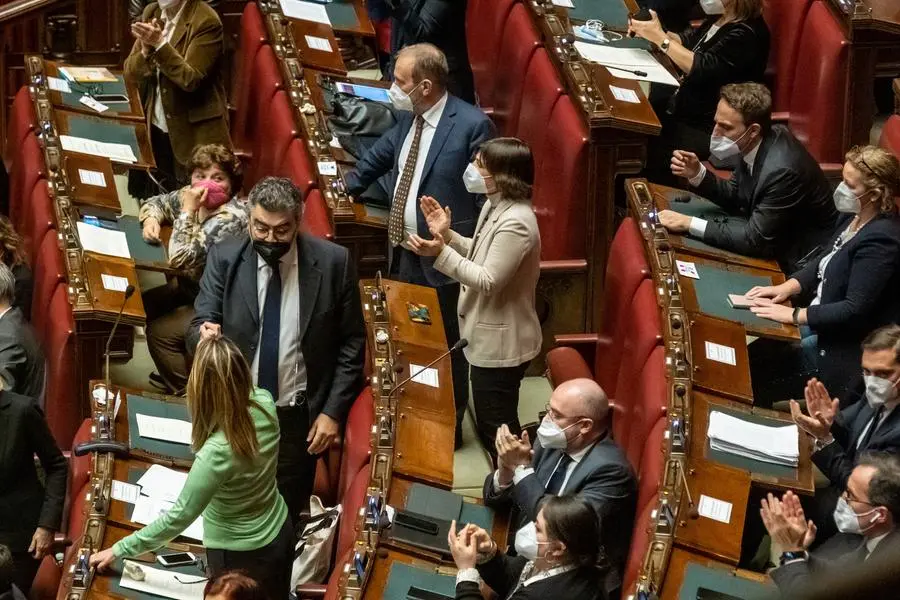 Foto Mauro Scrobogna /LaPresse 17-02-2022 Roma, Italy Politica Camera Deputati - Disposizioni in materia di morte volontaria medicalmente assistita Nella foto: banchi PD durante il voto segreto Enrico Letta assente Photo Mauro Scrobogna / LaPresse February 17, 2021 Rome, Italy Politics Chamber of Deputies - Provisions regarding medically assisted voluntary death In the picture: PD benches during the secret ballot Enrico Letta absent