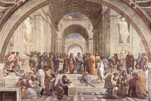 La scuola di Atene di Raffaello Sanzio\\u00A0FOTO PIXABAY