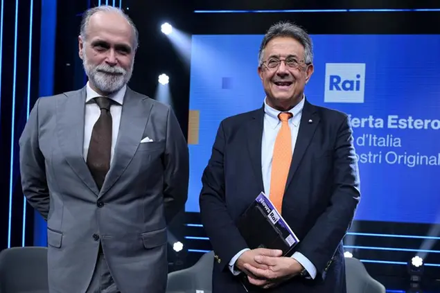 Il direttore generale Rai, Giampaolo Rossi, e l'amministratore delegato della Rai, Roberto Sergio