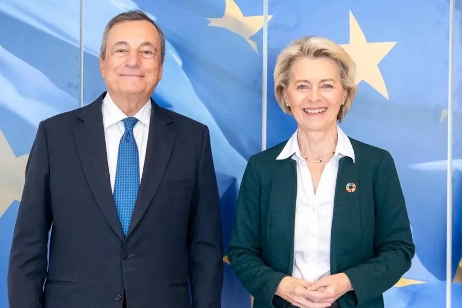 Draghi e von der Leyen. Foto Ansa