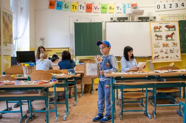Enrolment in the first classes of primary school in Nova Street in Ceske Budejovice, Czech Republic, for the school year 2022/2023 for children from Ukraine, on June 7, 2022. Photo/Vaclav Pancer (CTK via AP Images)