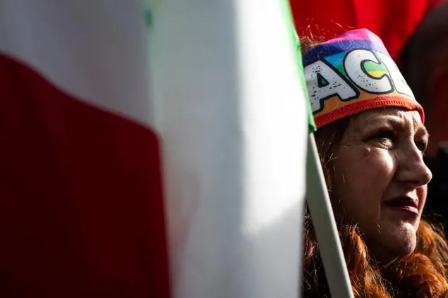 Un momento della manifestazione per la pace a Roma nel marzo 2024
