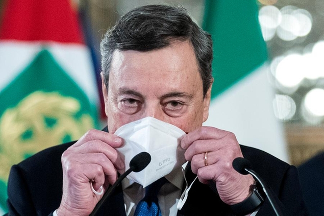 03/02/2021 Roma, Mario Draghi convocato al Quirinale dal Presidente della Repubblica, nella foto le dichiarazioni al termine del colloquio