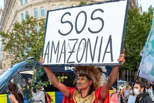 05/09/2020 Londra, protesta di Extiction Rebellion contro la deforestazione della foresta Amazzonica