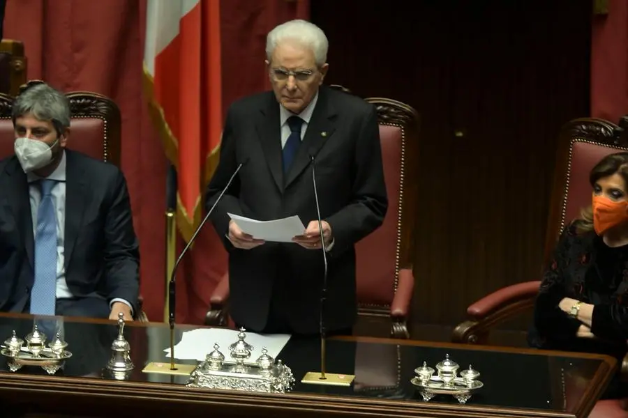 Roma, Montecitorio. La Camera in seduta comune all'insediamento del presidente della Repubblica Sergio Mattarella