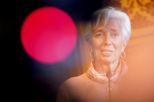 27 April 2022, Hamburg: Christine Lagarde, President of the European Central Bank, answers questions from media representatives after her meeting with Mayor Tschentscher at City Hall. Photo by: Marcus Brandt/picture-alliance/dpa/AP Images