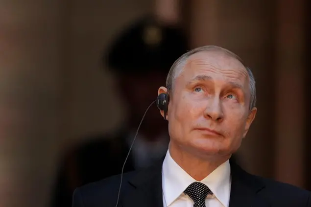 Russian President Vladimir Putin holds a joint press conference at the Chigi palace with Italian Premier Giuseppe Conte (not in picture) after their meeting, in Rome, Thursday, July 4, 2019. Putin emphasized historically strong ties with Italy during a one-day visit to Rome that included a meeting with Pope Francis. (AP Photo/Gregorio Borgia)