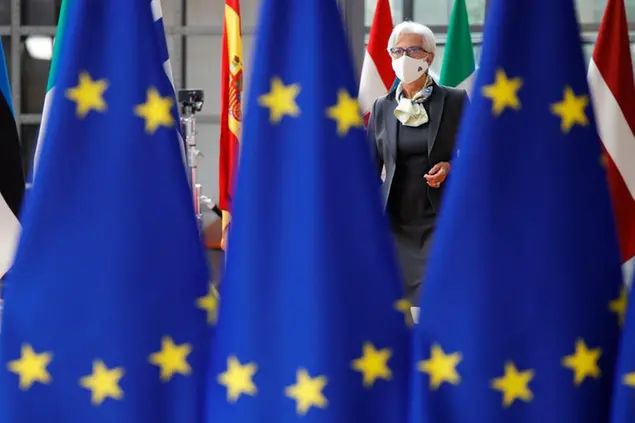 European Central Bank President Christine Lagarde arrives for an EU summit at the European Council building in Brussels, Friday, June 25, 2021. EU leaders are discussing the economic challenges the bloc faces due to coronavirus restrictions and will review progress on their banking union and capital markets union. (AP Photo/Olivier Matthys, Pool)