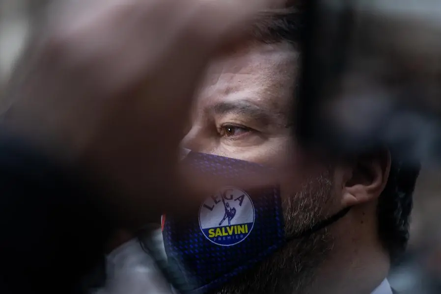 04/01/2021 Milano, Camera ardente di Marco Formentini a Palazzo Marino; nella foto Matteo Salvini