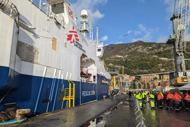 The Geo Barents rescue ship carrying on board rescued migrants in the mediterranean sea is dock at the Salerno harbor, Italy, Sunday, Dec. 11, 2022. (MSF Via AP) Associated Press/LaPresse Only Italy and Spain
