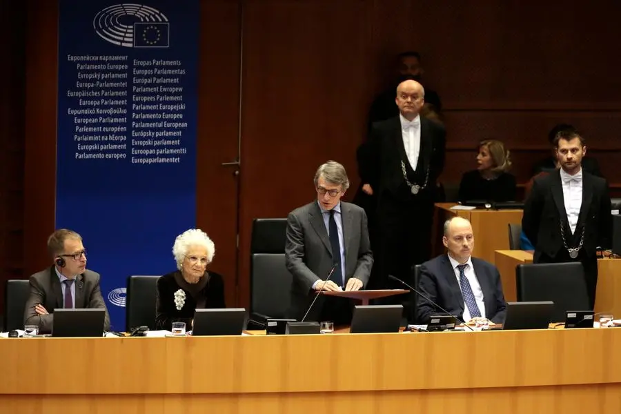 Liliana Segre e David Sassoli (Copyright 2020 The Associated Press. All rights reserved)