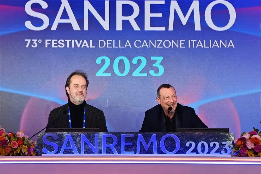 Stefano Coletta e Amadeus (Foto Gian Mattia D'Alberto / LaPresse)