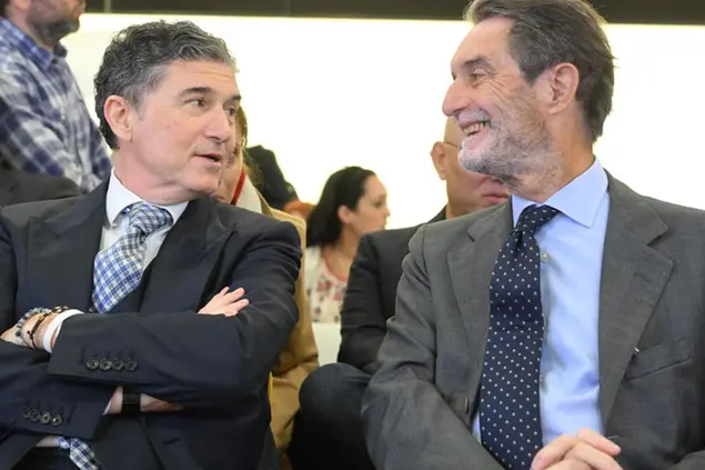 Il presidente di Fondazione Fiera Milano, Enrico Pazzali, e il presidente della Regione Lombardia, Attilio Fontana