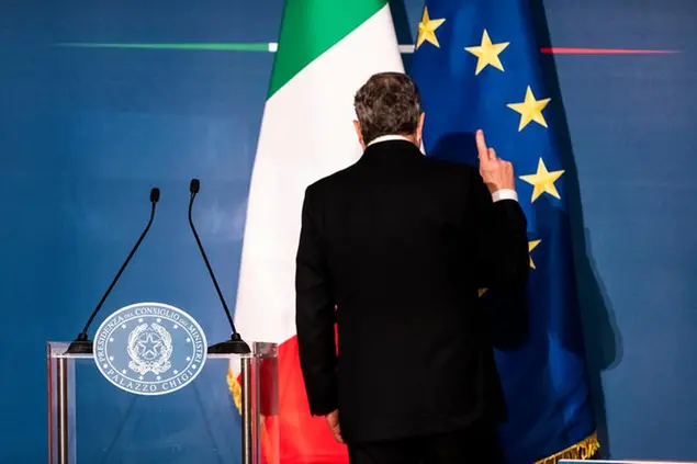 22/12/2021 Roma, conferenza stampa di fine anno del presidente del Consiglio Mario Draghi